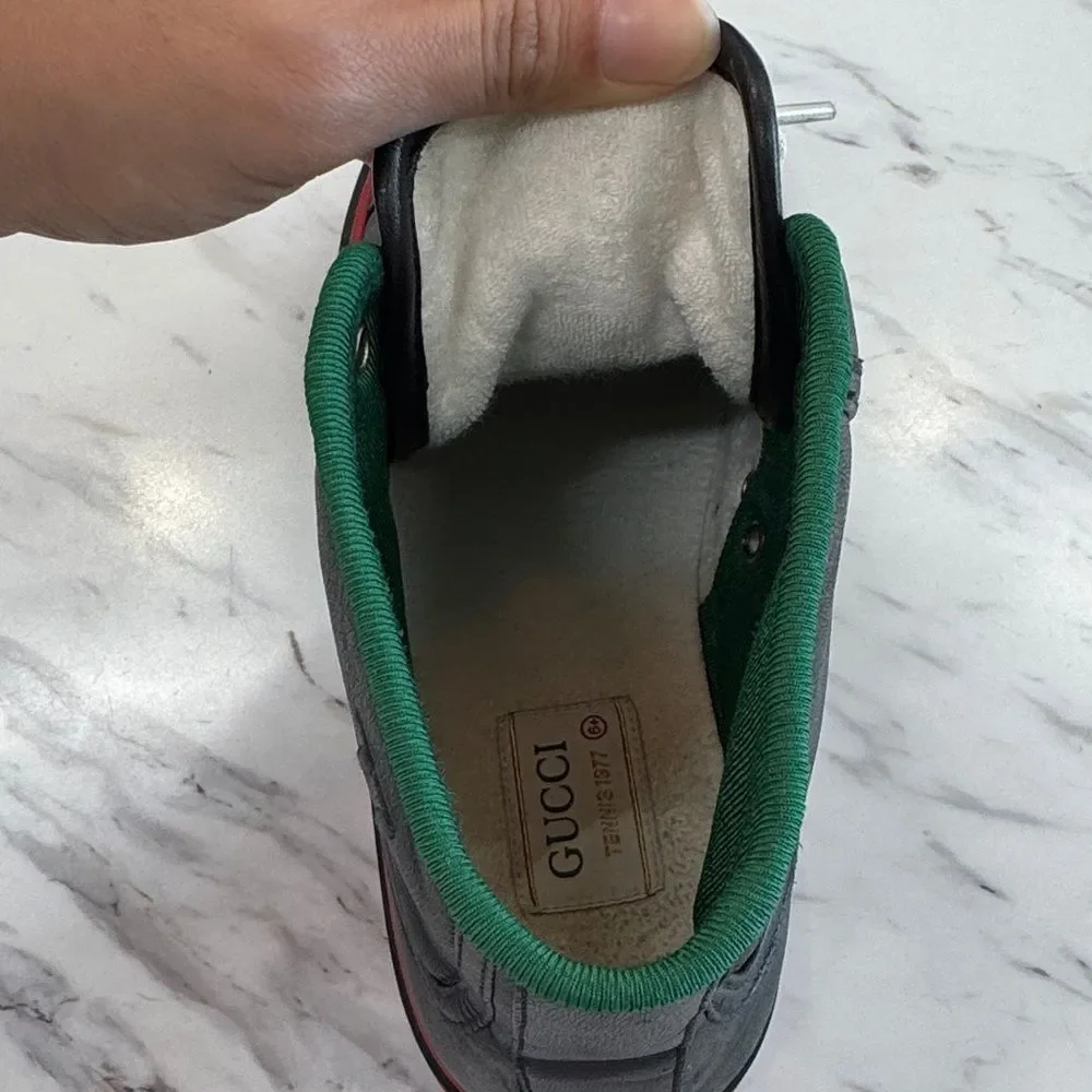 GUCCI Black High-Top Sneakers with Green and Red Accents